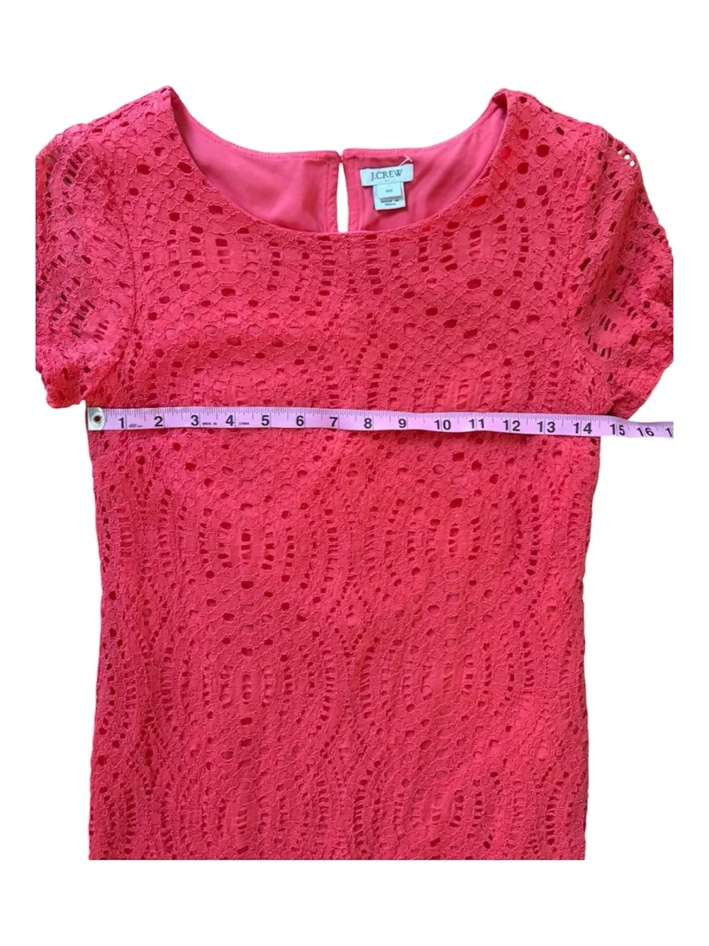 J. Crew Short Sleeve Eyelet Lace Dress 00 Coral Coastal Preppy NWOT